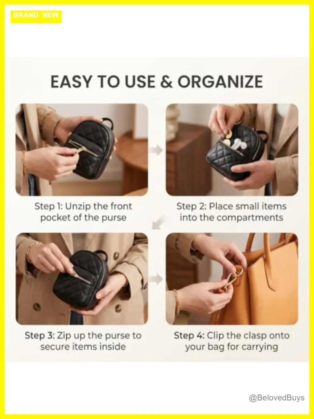 Mini Backpack Keychain Faux Leather Cute Coin Purse Bag Charm Dual Zipper